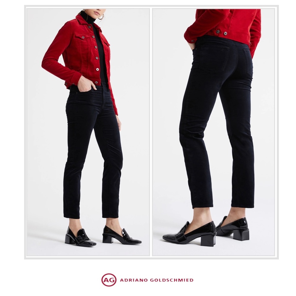 NEW Ag Goldschmied Isabelle high Rise Crop in Velvet jeans Super Black